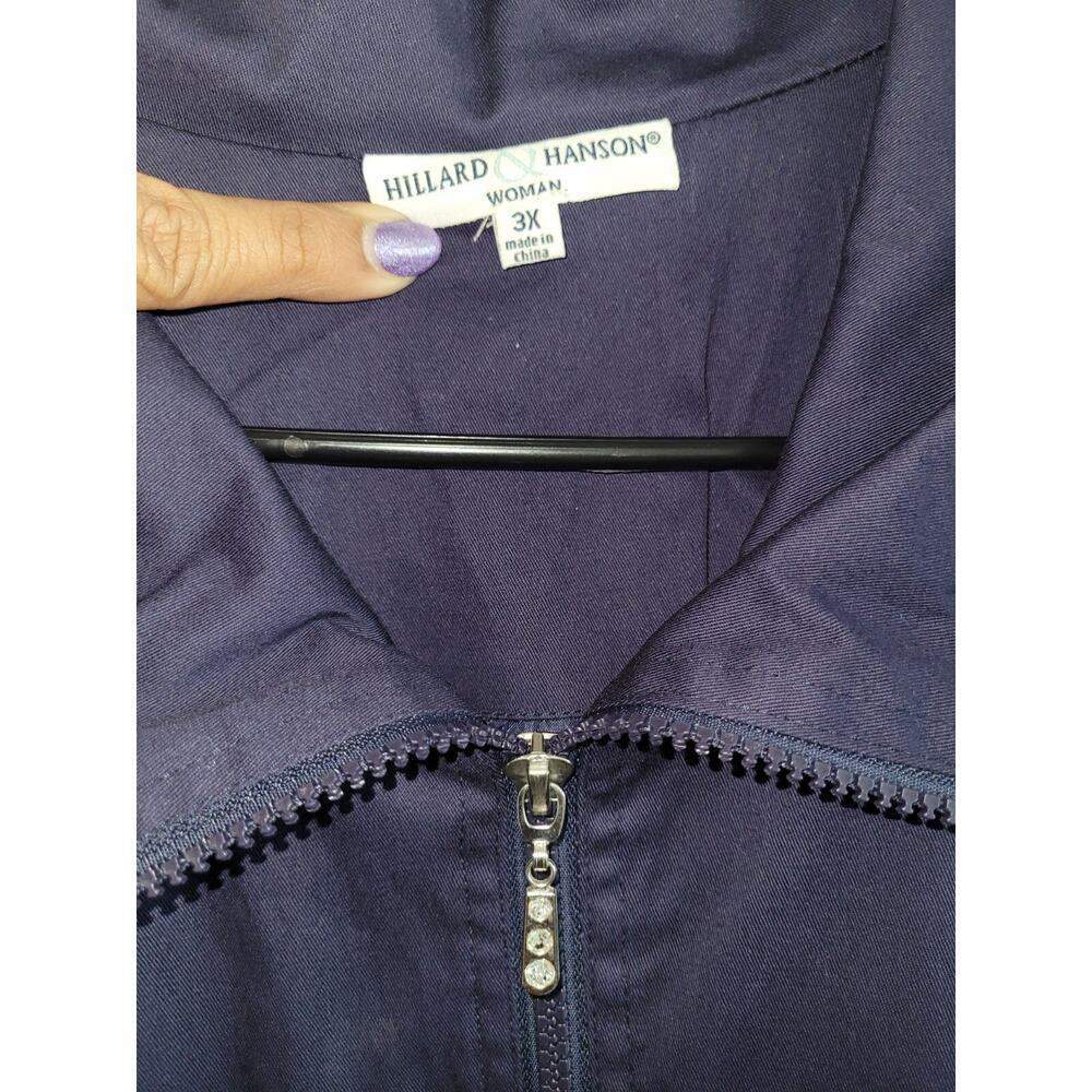 Women's Hillard & Hanson Navy Lightweight Coat Jacket - 3XL -Zip Front - Picture 3 of 9